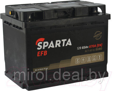Автомобильный аккумулятор SPARTA EFB 6СТ-65 Евро 670A - фото 1 - id-p222958022