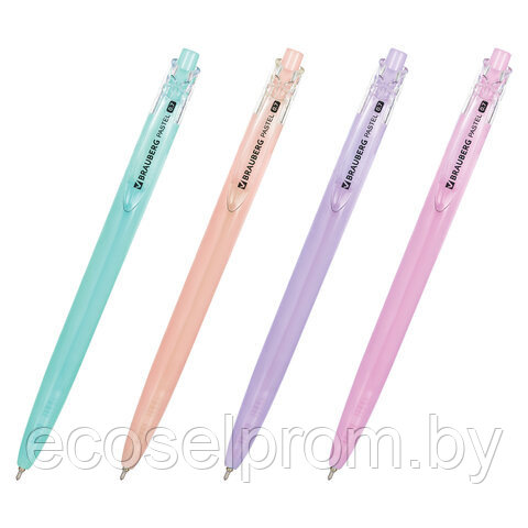 Ручка шариковая автоматическая BRAUBERG "PASTEL", СИНЯЯ, корпус ассорти, 0,7 мм, линия письма 0,35 мм, 143456, фото 1