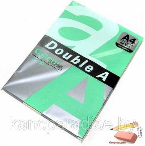 Бумага цветная DOUBLE A, А4, 80 г/м, ярко-зеленый, 100 листов, класс А+ - фото 1 - id-p222959843
