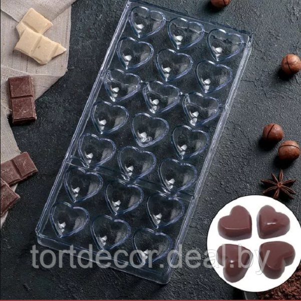 Форма для шоколада «Сердца», 28×14 см, 21 ячейка - фото 1 - id-p222959828