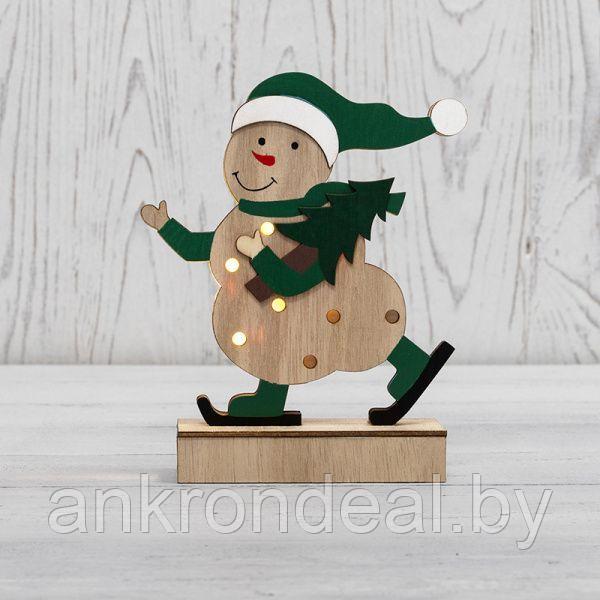Деревянная фигурка с подсветкой Снеговик 18 см NEON-NIGHT - фото 1 - id-p222960291