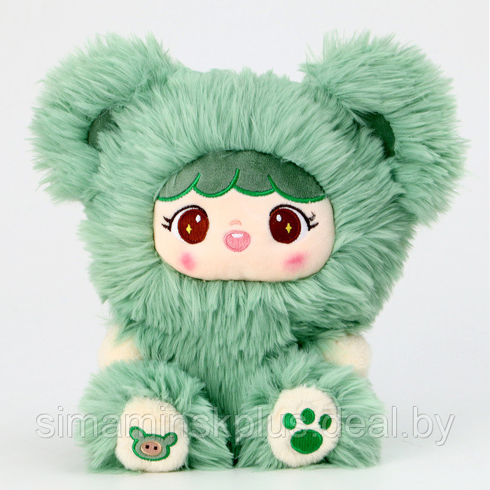 Мягкая игрушка "Кукла" в костюме мишки, 30 см, цвет зеленый - фото 1 - id-p222960981