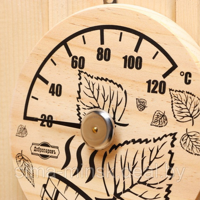 Термометр для бани "Листья", деревянный, d=14 см, Добропаровъ - фото 2 - id-p222962362
