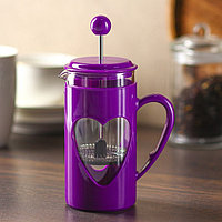 Чайник заварочный френч - пресс Доляна «Комплимент», 350 мл, стекло, цвет фиолетовый