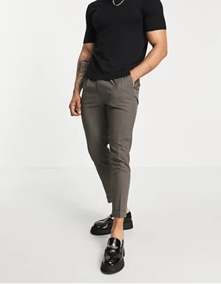 Текстурированные брюки светло-коричневого цвета с отворотами ASOS DESIGN Размер W32L32 - фото 2 - id-p222963358
