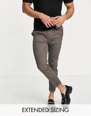 Текстурированные брюки светло-коричневого цвета с отворотами ASOS DESIGN Размер W32L32 - фото 1 - id-p222963358