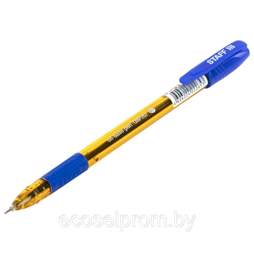 Ручка шариковая масляная c грипом STAFF "Manager OBP-267", СИНЯЯ, корпус оранжевый, линия письма 0,35 мм - фото 3 - id-p222966709