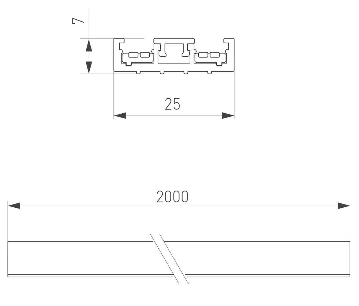 MINI Магнитная трековая система 48V, 2000мм, черная - фото 2 - id-p214096455