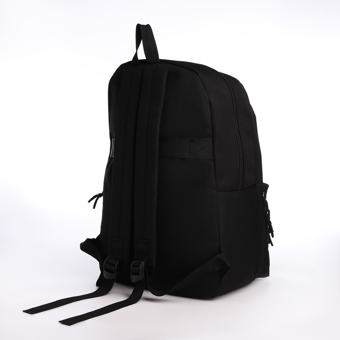 Рюкзак, 28*13*42, 2 отд на молнии, 1 н/к, 2 б/к, сумка на ремень, черный - фото 3 - id-p222970209