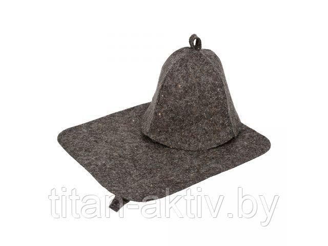 Набор для бани из 2-х предметов (шапка, коврик), серый, Hot Pot - фото 1 - id-p222969441