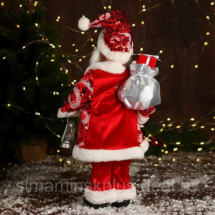 Дед Мороз "В полосатом жилете" музыка шевелит головой, 43 см, красный - фото 3 - id-p222972331