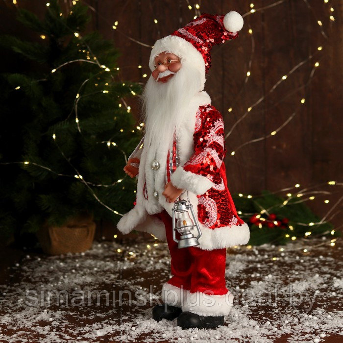 Дед Мороз "В полосатом жилете" музыка шевелит головой, 43 см, красный - фото 4 - id-p222972331
