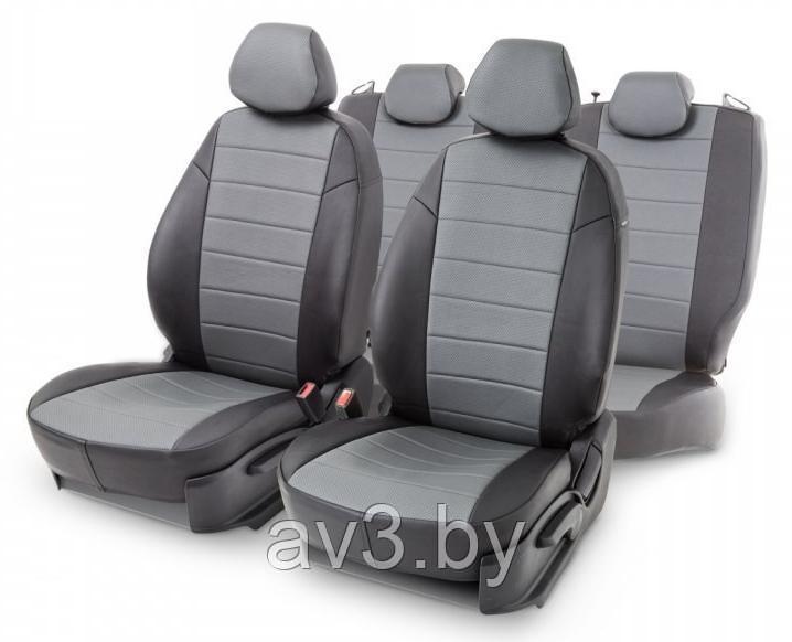 Чехлы на сиденья Volkswagen Sharan, 2000-2010 5 мест Экокожа, черная+серая вставка - фото 8 - id-p93760105