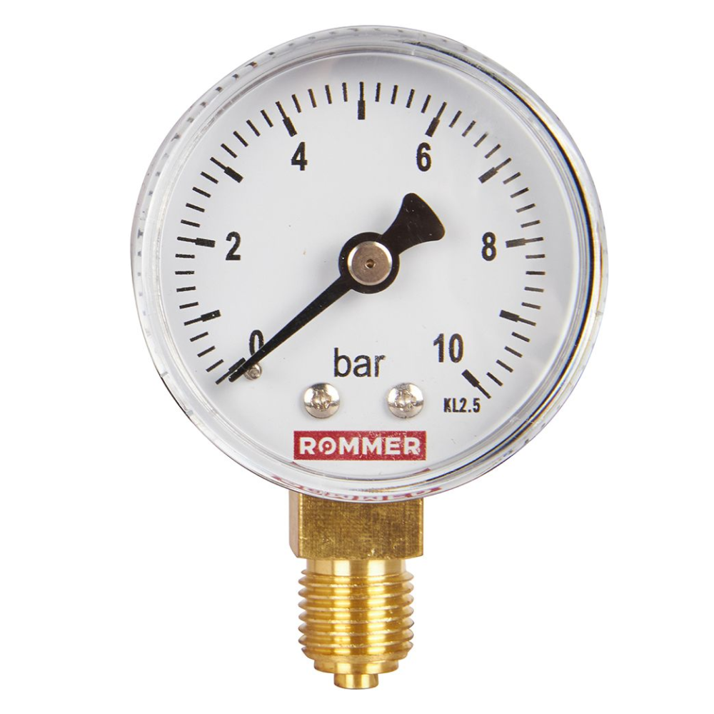 Rommer Dn 50 мм, 0-10 бар, 1/4" манометр радиальный
