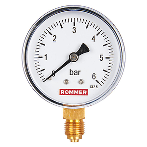 Rommer Dn 63 мм, 0-6 бар, 1/4" манометр радиальный