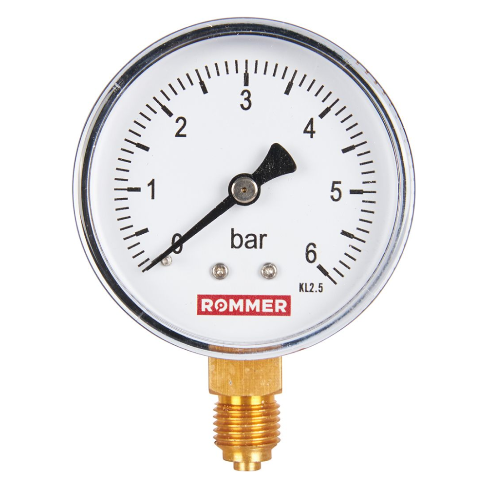 Rommer Dn 63 мм, 0-6 бар, 1/4" манометр радиальный - фото 1 - id-p222974655