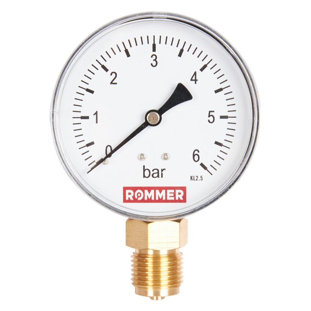Rommer Dn 80 мм, 0-6 бар, 1/2" манометр радиальный - фото 1 - id-p222974703