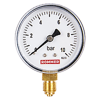 Rommer Dn 63 мм, 0-10 бар, 1/4" манометр радиальный