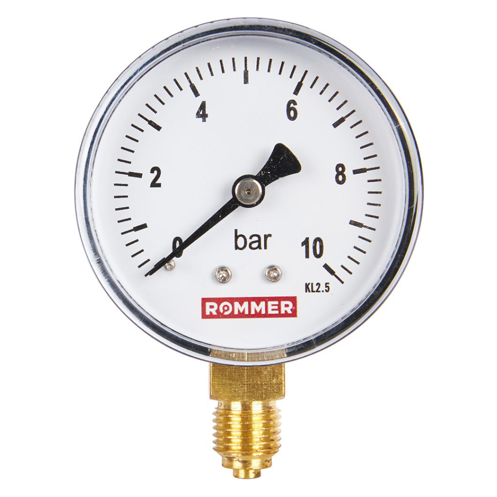 Rommer Dn 63 мм, 0-10 бар, 1/4" манометр радиальный - фото 1 - id-p222974746
