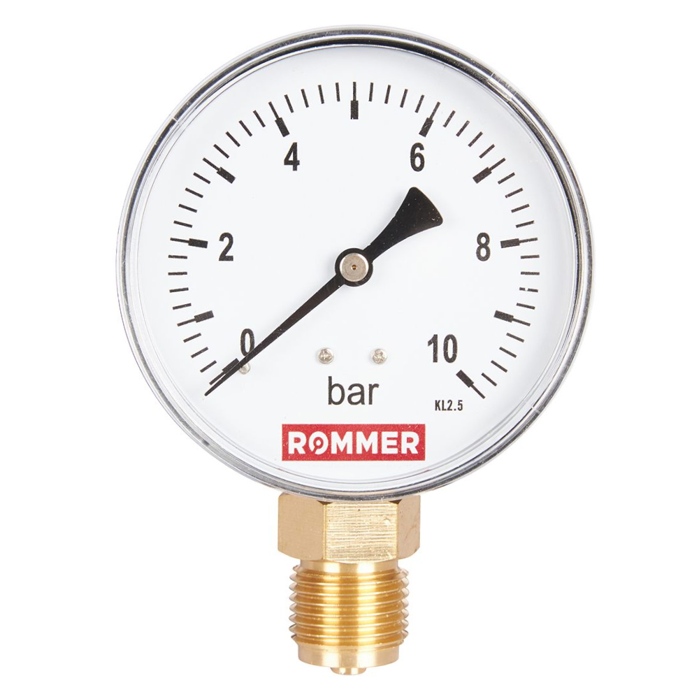 Rommer Dn 80 мм, 0-10 бар, 1/2" манометр радиальный