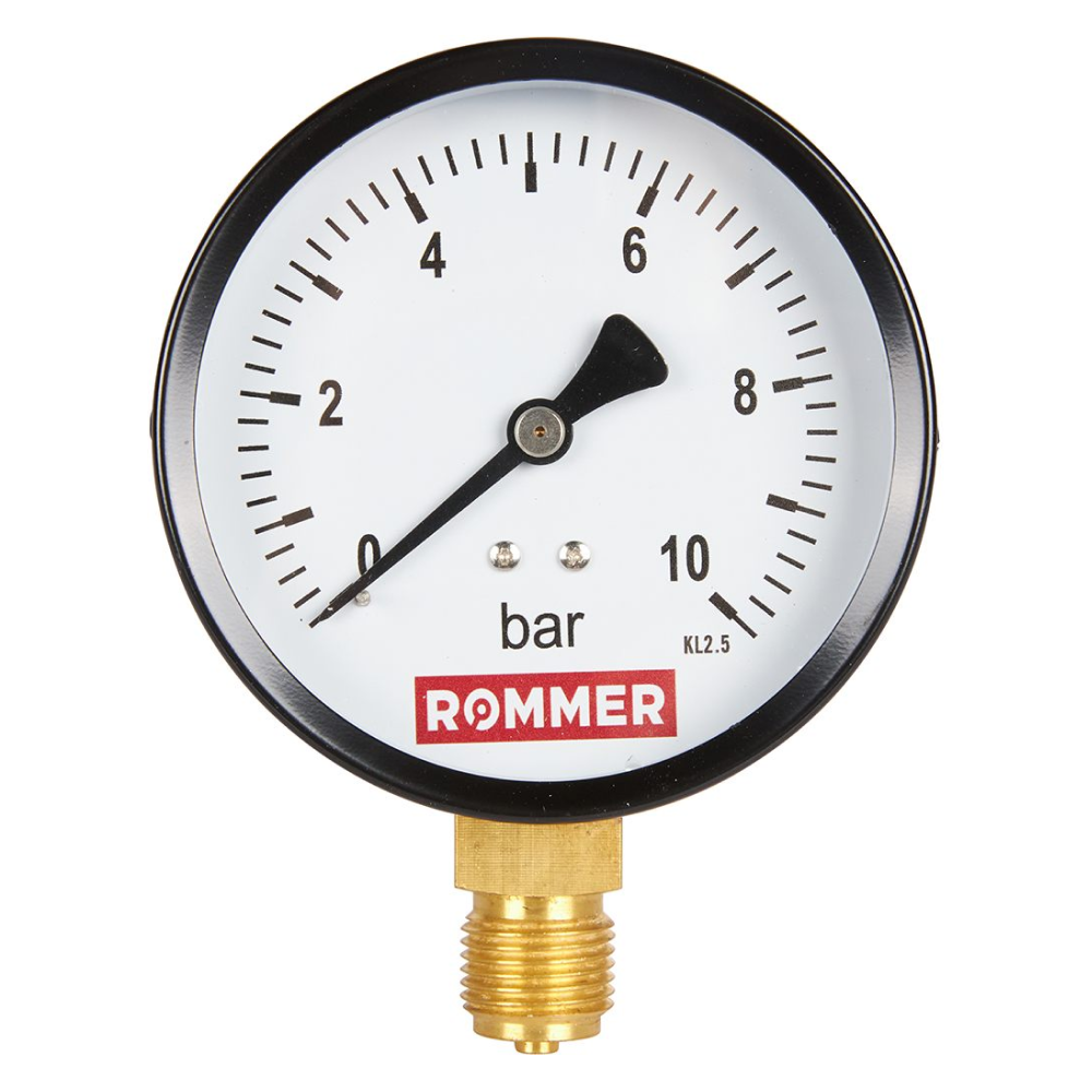Rommer Dn 100 мм, 0-10 бар, 1/2" манометр радиальный - фото 1 - id-p222975545
