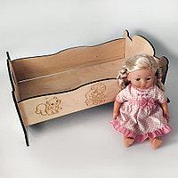 Деревянная кроватка-качалка для кукол (размер 50*40*22 см)