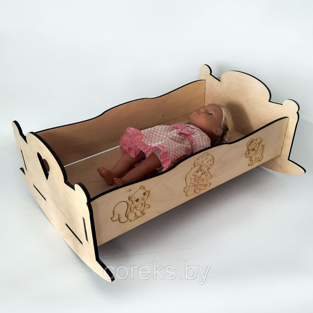 Деревянная кроватка-качалка для кукол (размер 50*40*22 см) - фото 2 - id-p222975992