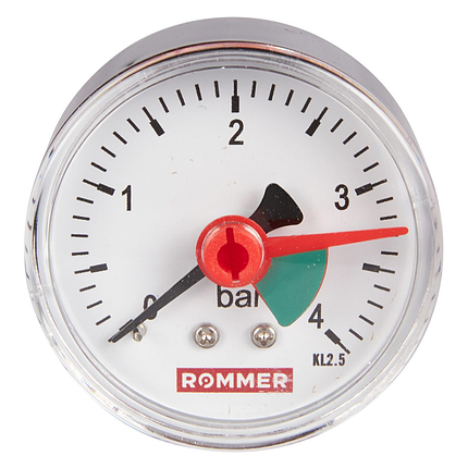 Rommer Dn 50 мм, 0-4 бар, 1/4" BSP манометр аксиальный с указателем предела, фото 2