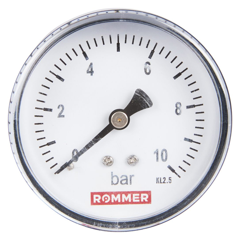 Rommer Dn 63 мм, 0-10 бар, 1/4" манометр аксиальный - фото 1 - id-p222978006