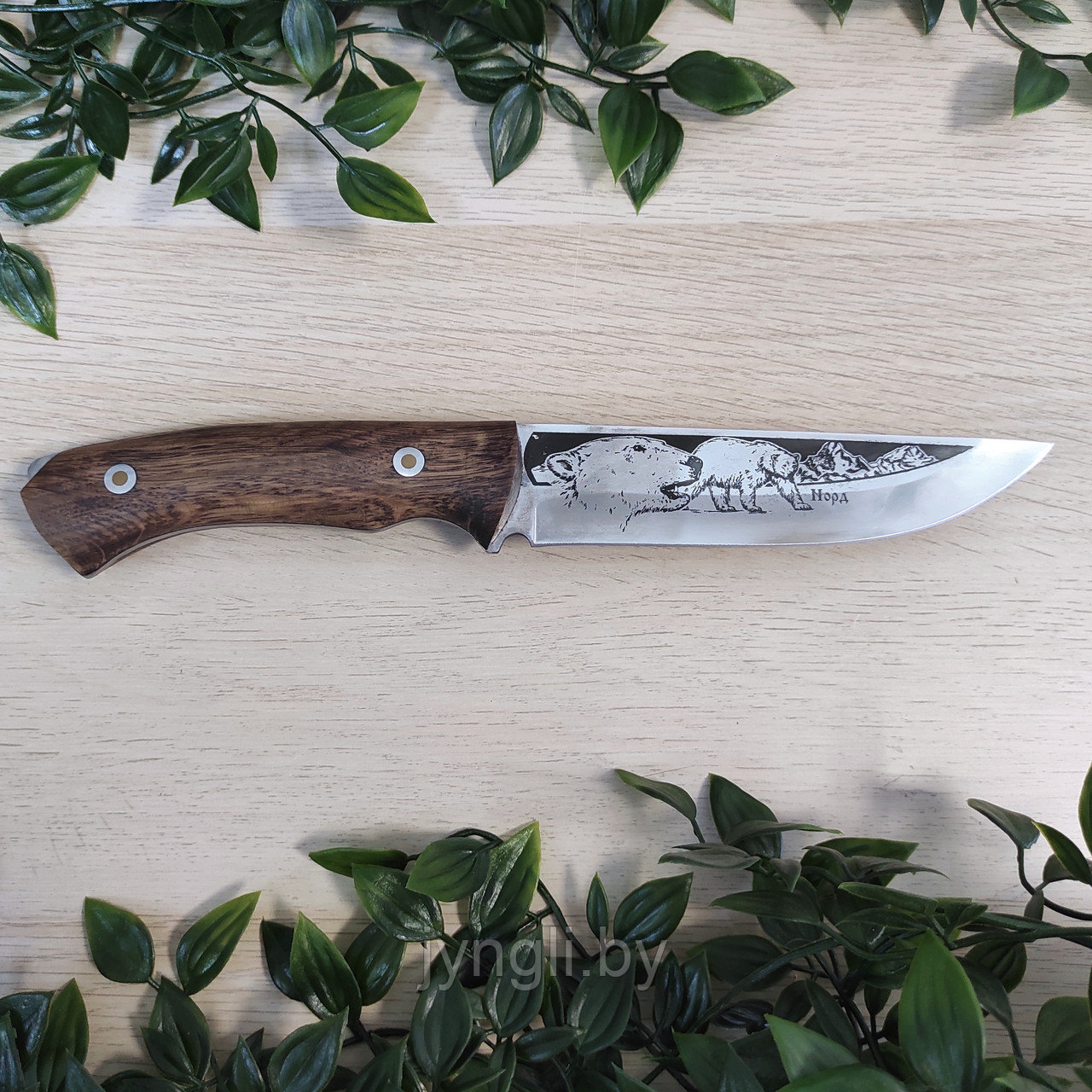 Нож разделочный Кизляр Норд, рукоять - дерево (с рисунком) - фото 1 - id-p222374271