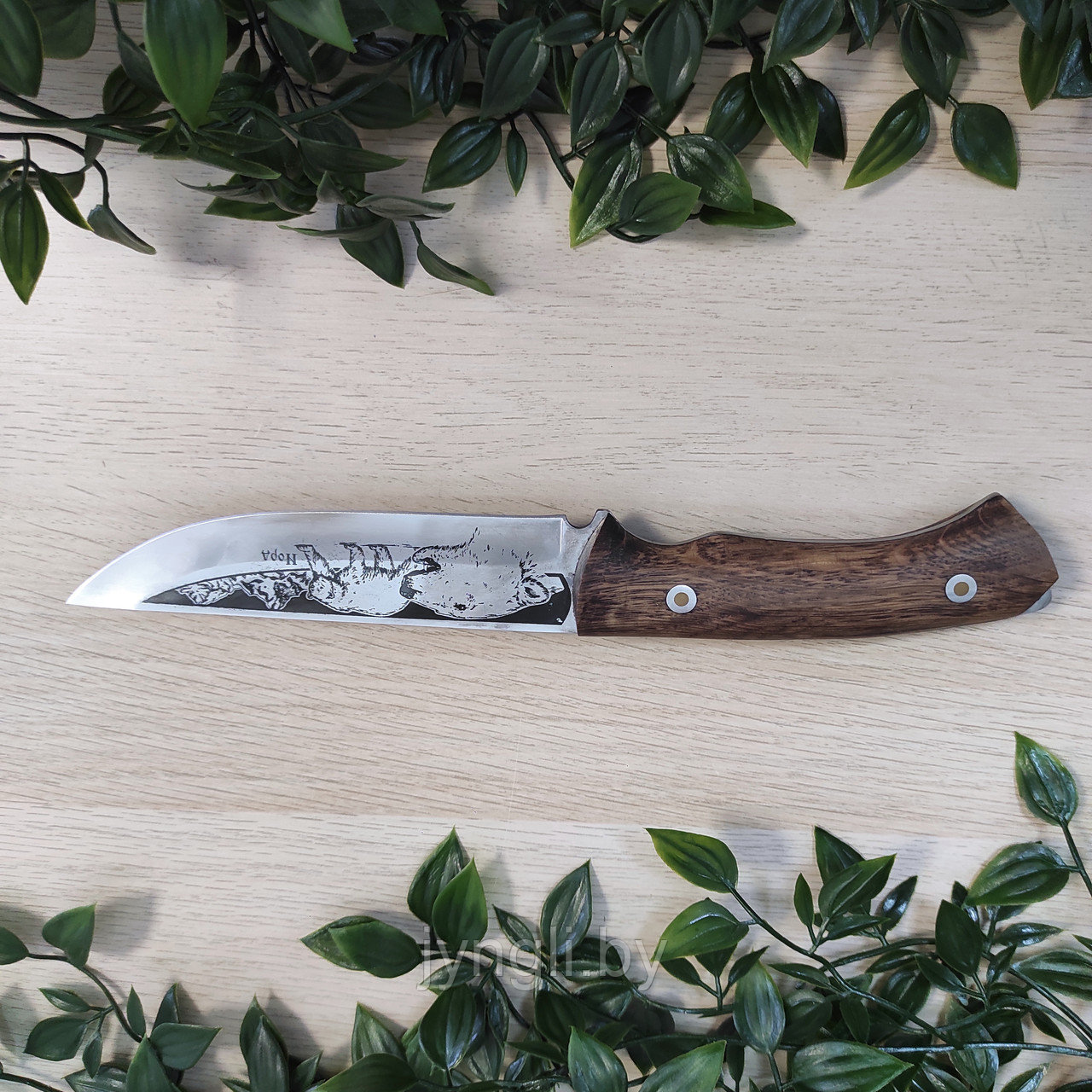 Нож разделочный Кизляр Норд, рукоять - дерево (с рисунком) - фото 4 - id-p222374271