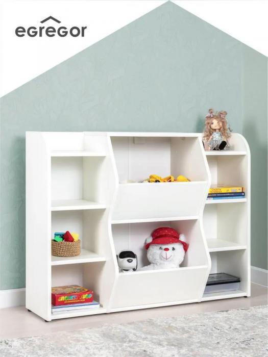 Стеллаж для игрушек и книг в детскую комнату игровой деревянный комод тумба полки система хранения белая - фото 1 - id-p222984845