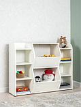 Стеллаж для игрушек и книг в детскую комнату игровой деревянный комод тумба полки система хранения белая, фото 9