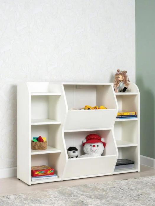 Стеллаж для игрушек и книг в детскую комнату игровой деревянный комод тумба полки система хранения белая - фото 9 - id-p222984845