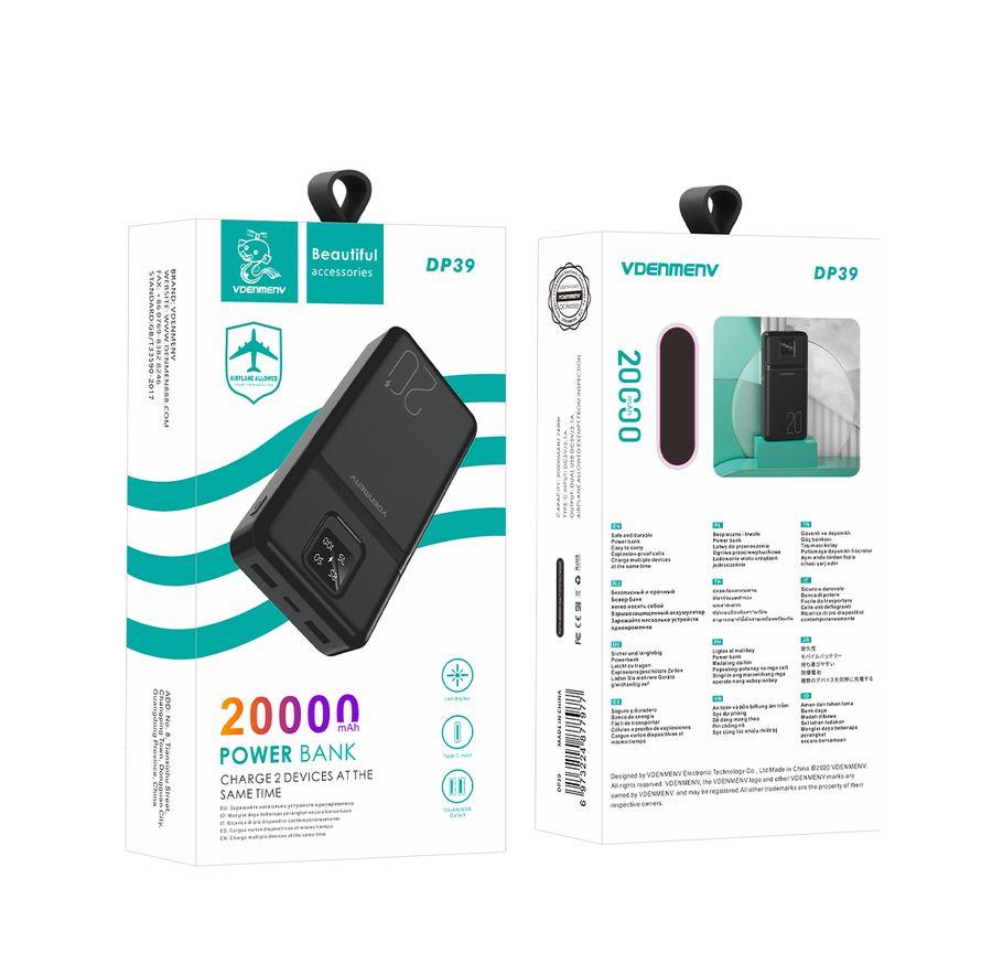 Портативное зарядное устройство VDENMENV DP39 Power bank 20000mAh, черный 556736 - фото 3 - id-p222986859