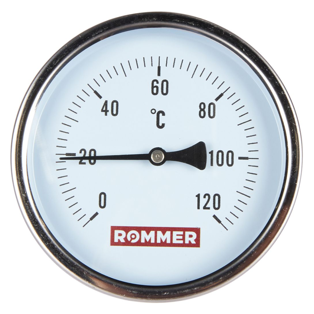 Rommer Dn 100 мм, гильза 75 мм 1/2", 0 - 120°С термометр с погружной гильзой - фото 1 - id-p222995748