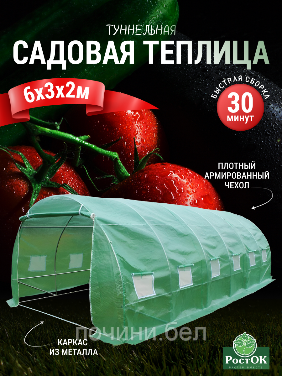 Теплица (парник) РОСТОК-УЛЬТРА с армированной пленкой 6х3х2 метра - фото 1 - id-p220073836