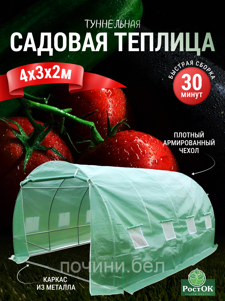 Теплица (парник) РОСТОК с армированной пленкой 4х3х2 метра: продажа ...