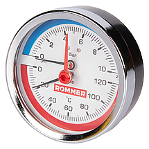 Rommer Dn 80 мм, 1/2", 0 - 120°С, 0-10 бар термоманометр аксиальный, фото 2