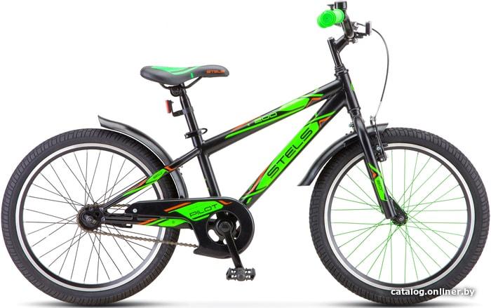 Детский велосипед Stels Pilot 200 Gent 20 Z010 2021 (черный/зеленый) - фото 1 - id-p222974407