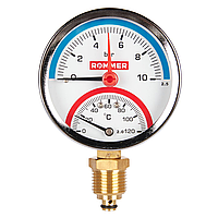 Rommer Dn 80 мм, 1/2", 0 - 120°С, 0-10 бар термоманометр радиальный