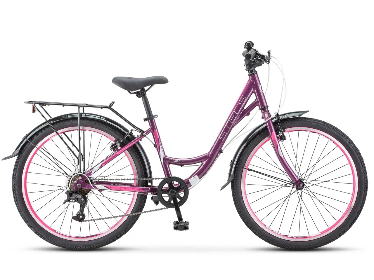 Велосипед Stels Miss 4300 V 24 V010 2023 (фиолетовый/розовый) - фото 1 - id-p222974385