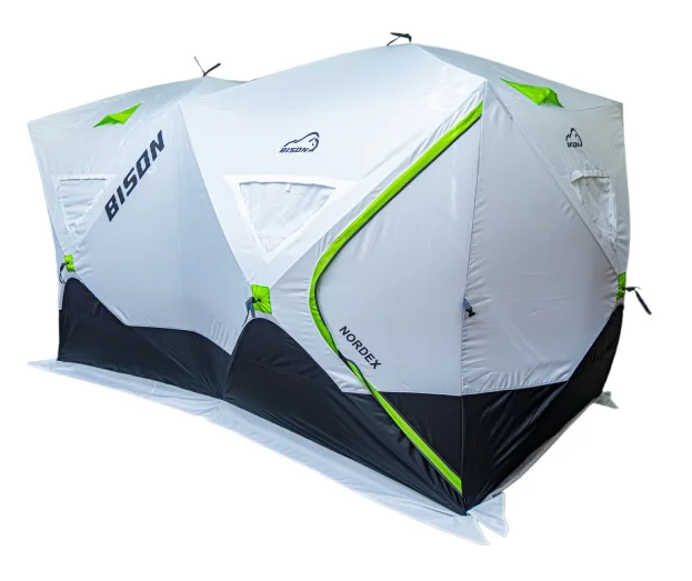 Палатка зимняя Bison Nordex Двойной Куб (420х200х230), бело/зеленая , арт. 447857/DM-28