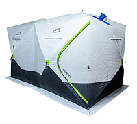 Палатка зимняя Сдвоенный Куб Bison Nordex EXTRA утепленная (420х200х230), бело/зеленая, арт. 447856/DM-28-B
