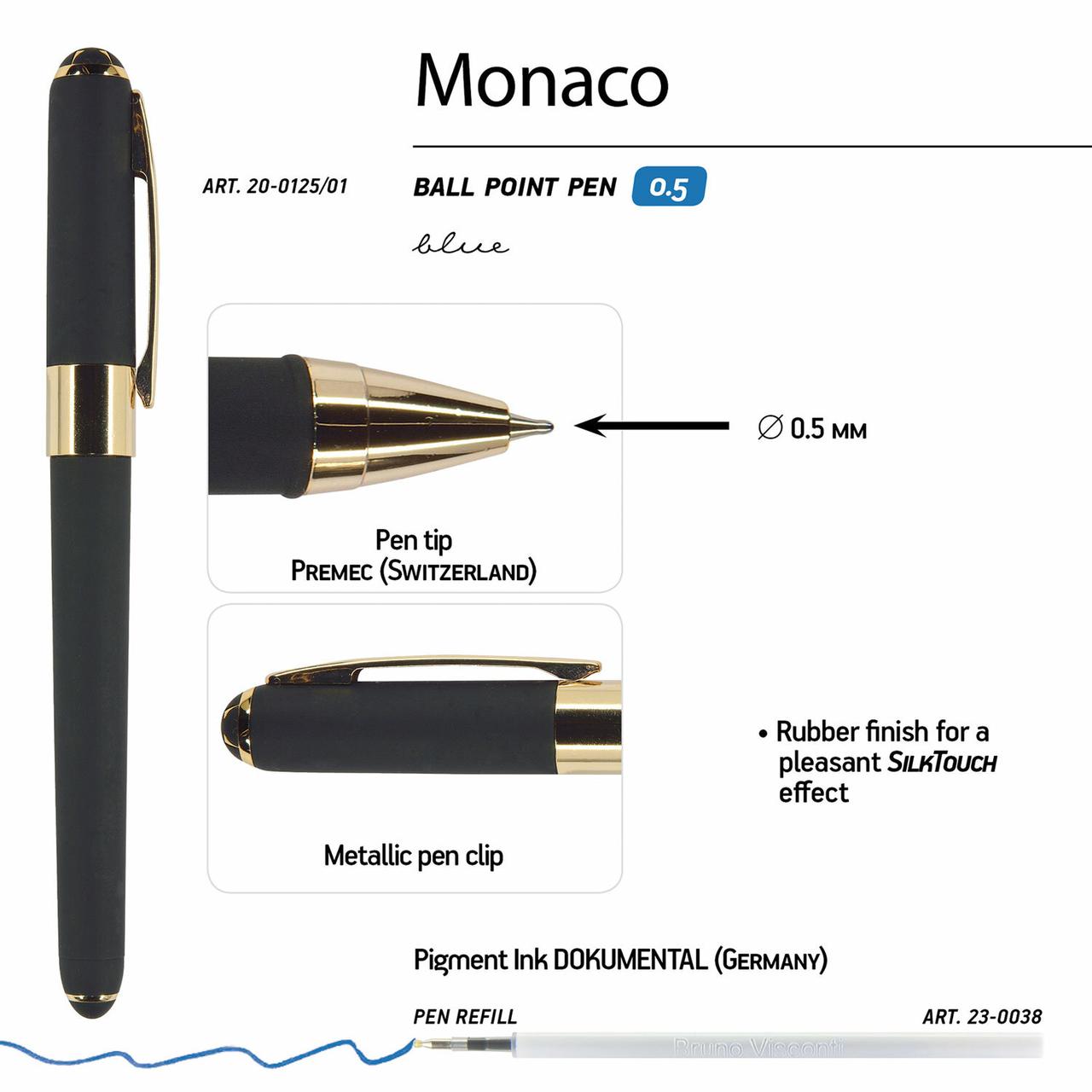 Ручка шариковая «Monaco», линия письма 0,3 мм, синяя, BRUNO VISCONTI (Италия) (20-0125/01) - фото 4 - id-p223000836