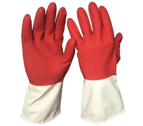 Перчатки хозяйственные латексные СВЕРХПРОЧНЫЕ БИКОЛОР, белый + красный, Komfi (114), фото 2