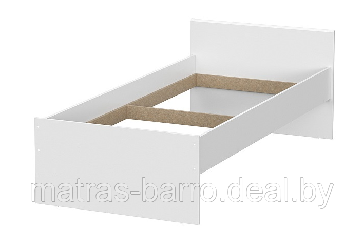 Кровать односпальная Токио с основанием и выкатным ящиком (белый текстурный) - фото 2 - id-p178268615