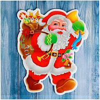 Наклейка на стекло "Дед Мороз с подарками и колокольчиком" 14,5х18см Зимнее Волшебство 3566322