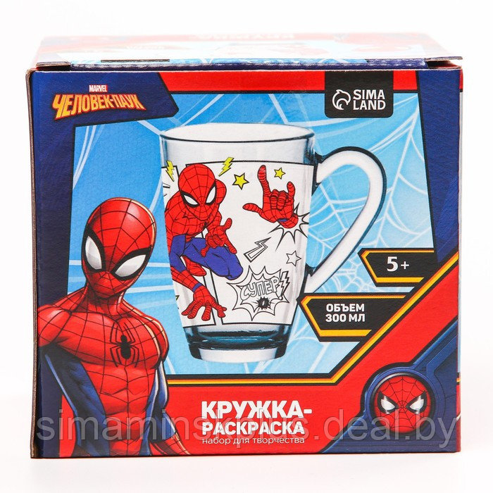 Роспись стеклянной кружки "Spider-Man" Человек-Паук, 300 мл - фото 4 - id-p223002399