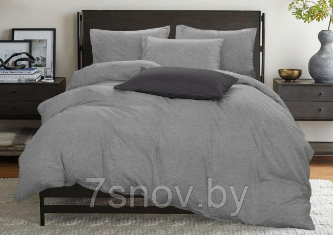 Комплект постельного белья семейный из бязи светло-серый